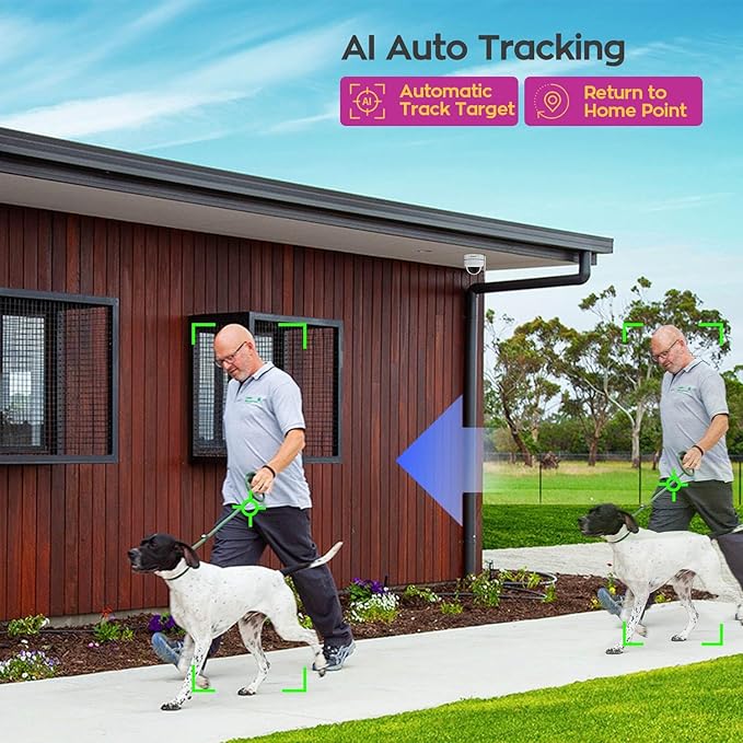 xmartO [AI Tracking Dome CAM] 10CH 2K HD Metal Dome PTZ Wireless Security Camera System, 6*Automatic Tracking, 2-Way Audio and Night Vision Camera, 10CH 4K Long Range WiFi 6 Surveillance DVR NVR Kit