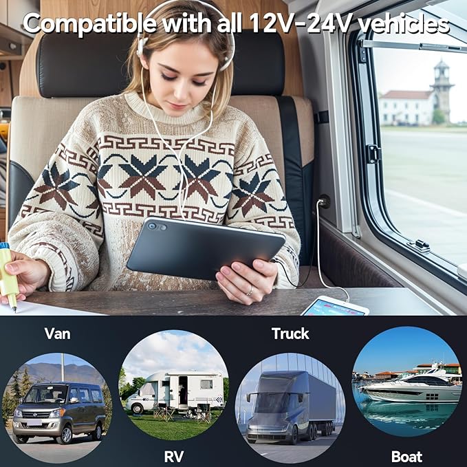 Acegoo RV USB Outlet All-Aluminum Type A + Type C Ports 12V/24V USB Charger, Recessed Mount 24W High-speed Charging Socket, PD3.0 & QC3.0 Fast Charger for Camper Trailer Van Car Boat Golf Cart (2Pcs)