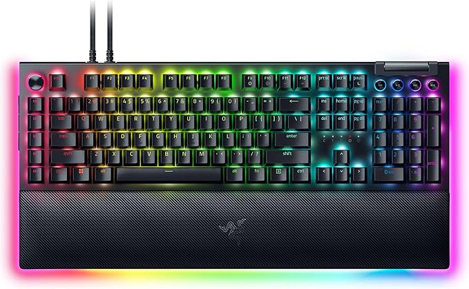 Razer BlackWidow V4 Pro Wired Mechanical Gaming Keyboard: Green Switches Tactile & Clicky - Doubleshot ABS Keycaps - Command Dial - Chroma RGB - Magnetic Wrist Rest - Snap Tap