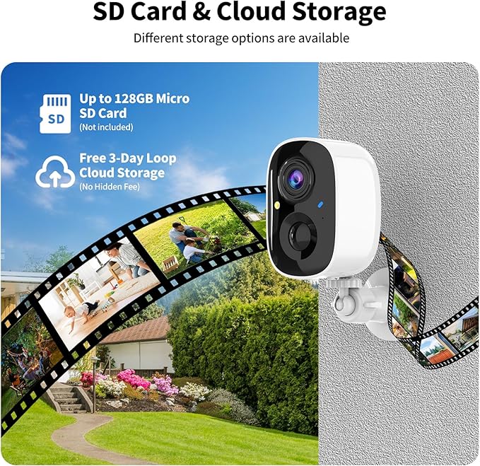 Security Cameras Wireless Outdoor,2K Indoor WiFi Wireless Cameras,Outside Battery Powered Camera for Home Security,AI Motion Detection,Color Night Vision,Spotlight,Siren Alarm,SD/Cloud Storage,2 Pack