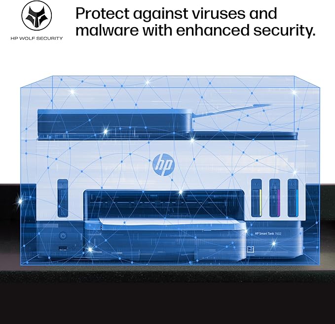 HP Smart Tank 7602 Wireless All-in-One Ink Tank Printer, Scanner, Copier with 2 years of ink included, Best-for-home office, Refillable, AI-enabled (28B98A)