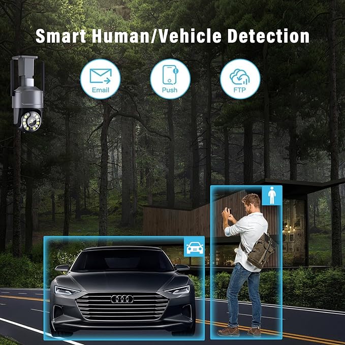 4K/8MP 30X Optical Zoom 2.4 & 5GHz WiFi AI Smart Security Panoramic PTZ Outdoor IP Camera, 320ft Night Vision,Auto Cruise,Human/Motion Detection,Waterproof,Dual Flashing Audio-Visual Alarm