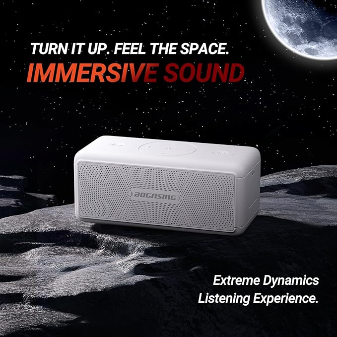 BOGASING Bluetooth Speakers, M5 Portable Wireless Speaker with 40W Loud Stereo Sound & Punchy Bass, 30H Playtime, IPX7 Waterproof, Bluetooth 5.3, EQ, TWS, TF-Card, AUX, USB, for Outdoor Home (White)