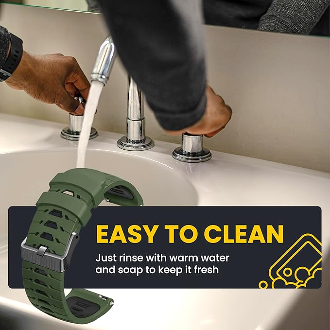 Silicone Watch Strap for Men, Silicone Smart Watch Band Strap for Original & Foreman, Smartwatch Accessories, Quick-Swap Design (Army Green)