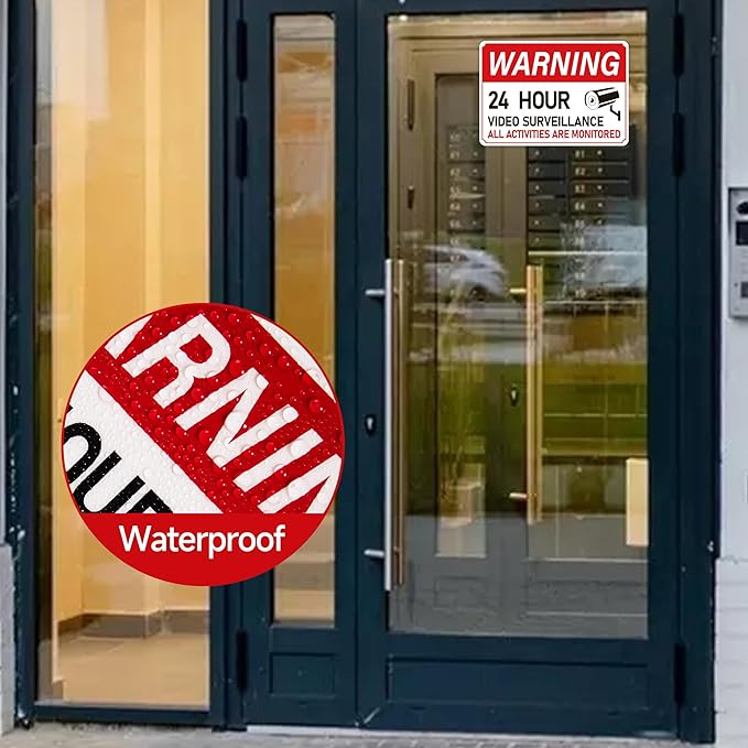 4PCS Video Surveillance Sign/All Activities Are Monitored, Waterproof Durable Security Camera Sign Sticker, Warning Signs for Home, Business, Property