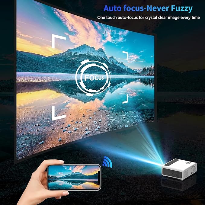 [ 2000 ANSI Auto Focus & DoIby Audio ] Smart 4K Projector with 5G WIFI and Bluetooth,Home Outdoor Movie Projector HDR10+,500"Display,50%Zoom,PPT,ARC.Projector 4K+Compatible w/TV Stick,iOS,Android