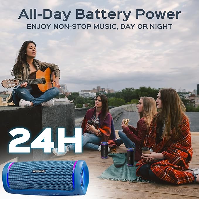 TREBLAB HD77 - Portable Bluetooth Speaker - Powerful 360° Sound, 30W Audio with Impactful Bass, 20H Battery, IPX6 Waterproof, Shockproof, TWS Stereo, Speaker Bluetooth Wireless for Outdoor, Beach Pool