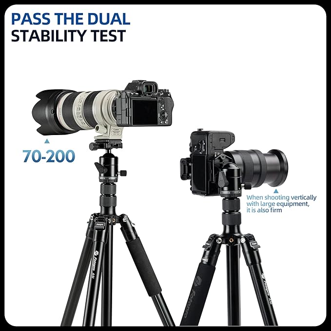 Fotopro 73" Camera Tripod, Aluminum Compact Travel Tripod and Monopod with 360° Ball Head Quick Release Plate, Professional Camera Tripod for DSLR, A4I A5I (Blue, 80 Inch)