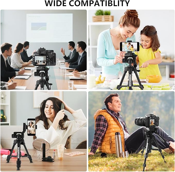 25 inch Mini Tripod for Camera, Small Tripod for Camera and Phone, Travel Stand for Photography, Video Recording, Compatible with DSLR, Smartphone, Spotting Scopes