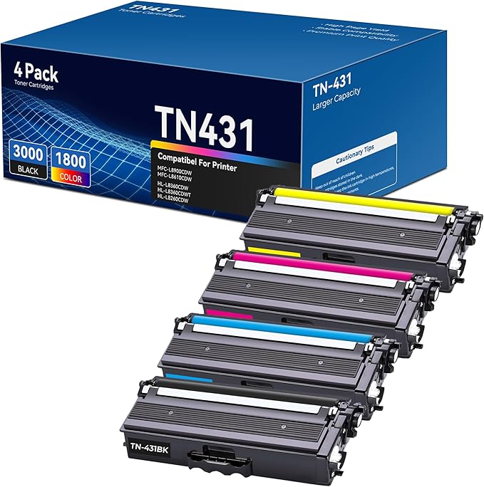 TN431 TN-431 Toner Cartridges Compatible for Brother TN431 TN-431 TN 431 for Brother MFC-L8900CDW Toner Cartridges MFC L8900CDW HL-L8360CDW HL-L8260CDW HL-L8360CDWT MFC-L8610CDW, 4-Color