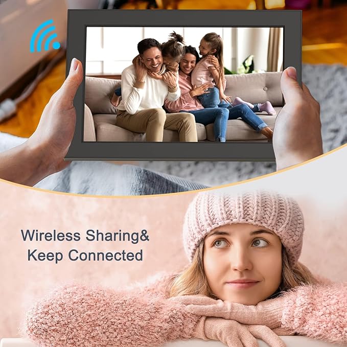 Digital Photo Frame 10.1-Inch WiFi Digital Picture Frame - 1280x800 IPS Touch Screen, 16GB, Auto Rotate, Motion Sensor, Easy Setup to Share Photos/Videos via VPhoto APP - Gift for Family and Friends