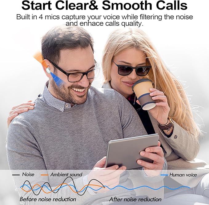 kurdene Wireless Earbuds Bluetooth 5.4 in Ear Buds Light Weight Headphones,Deep Bass Sound,Built in Mics Headset,Clear Calls Earphones for Sports Workout Light Blue