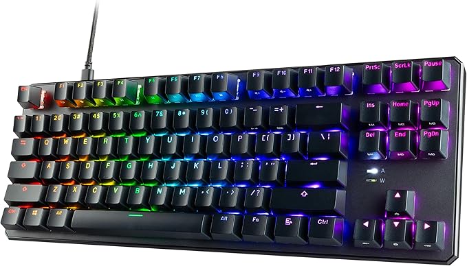 TECWARE Phantom+ 87 Key Mechanical Gaming Keyboard, RGB led, TKL 75% Keyboard, Thocky Sounding, Wraith Brown Switch