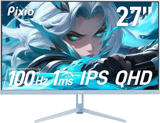 Pixio PX275 Wave Blue 27 inch 100Hz Refresh Rate QHD 1440p Resolution IPS Panel 1ms MPRT Response Time Gaming Monitor with Adaptive Sync