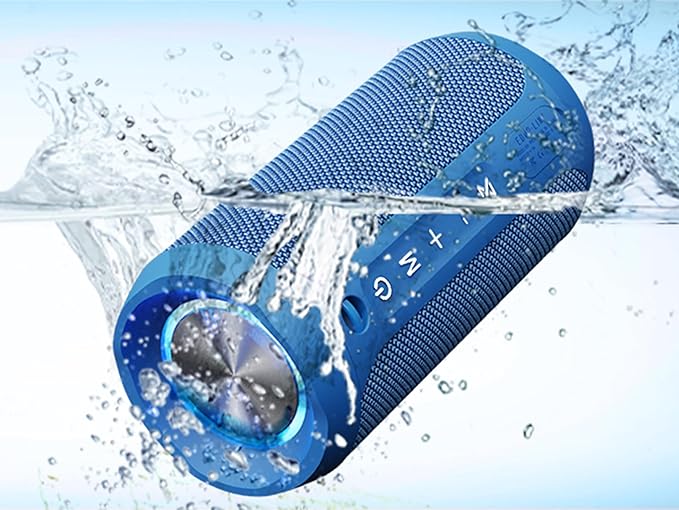 EDUPLINK Bluetooth Speaker IPX7 Waterproof Wireless Speaker with Bass 20H Playtime TWS Stereo Pairing Portable Outdoor Speakers for Beach Camping Travel Gifts for Men Women Girls Boys Teens Blue