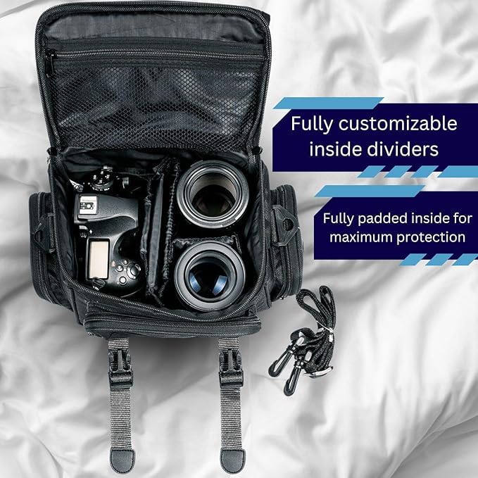Acuvar Extra Large Camera Bag Fully Padded Camcorder Bag, Equipment Bag, Camera Case for Sony, Nikon, Canon, Olympus, Samsung, Digital Camera Bag, Gadget Bag, Camera Accessory Case for Photographers