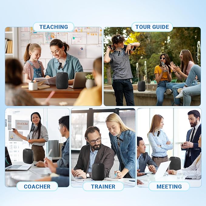 Bluetooth Voice Amplifier with Wireless Lavalier Lapel Microphone for Teachers, Portable Speaker Clip-On Microphone, Mini Megaphone PA System for Classroom/Yoga/Public Events C006