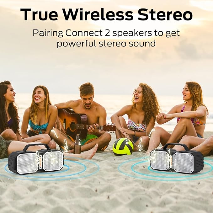 BUGANI Bluetooth Speaker, Shock Portable Bluetooth 5.3, Waterproof, Wireless Speakers, 60W Super Power, Outdoor Speaker, Black (New Model)