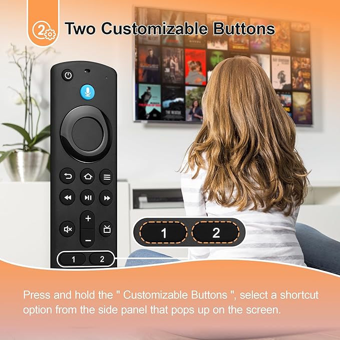Voice Remote Control Fit for All Fireseries TV Cube/Stick, Compatible with Stick (2nd/3rd Gen)/Lite/HD, Stick 4K/4KMax (1st/2nd Gen), and for All Insignia-Toshiba-Pioneer-Omni QLED Series