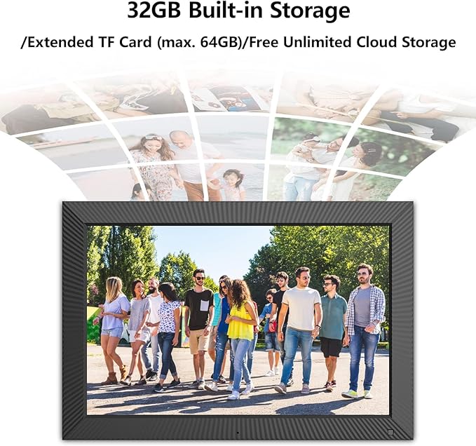Large Digital Photo-Frame 19" Digital-Picture-Frame - 32GB Dual-WiFi Digital Frame, FHD Touch Screen, Motion Sensor, Wall Mountable, Share Photos Videos via App or Email, Free Cloud, Gift for Mom