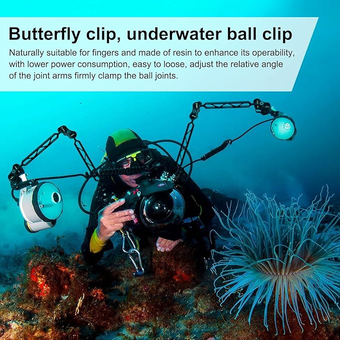 Sea frogs Triple Ball Clamp Diving Camera Bracket Aluminum Spring Flashlight Clamp for Diving Underwater Photography System CP-4
