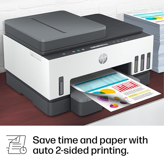 HP Smart Tank 7301 Wireless All-in-One Ink Tank Printer, Scanner, Copier with 2 years of ink included, Best-for-home office, Refillable, AI-enabled (28B70A)