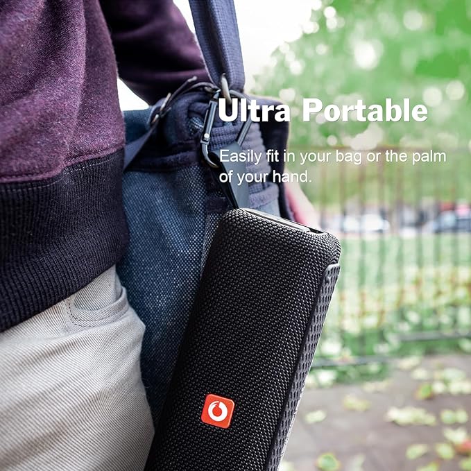 DOSS E-Go II Bluetooth Speaker with 12W Superior Sound, Loud Bass, IPX6 Waterproof, Built-in Mic, 12H Playtime, for Pool, Beach, Outdoor, and Travel