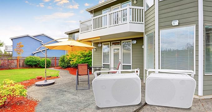 Rockville Pair HP65S-8 6.5" 500W White Outdoor/Indoor Speakers, 8 Ohm, Waterproof, Swivel Bracket, Paintable Grill, for Patio and Home Theater