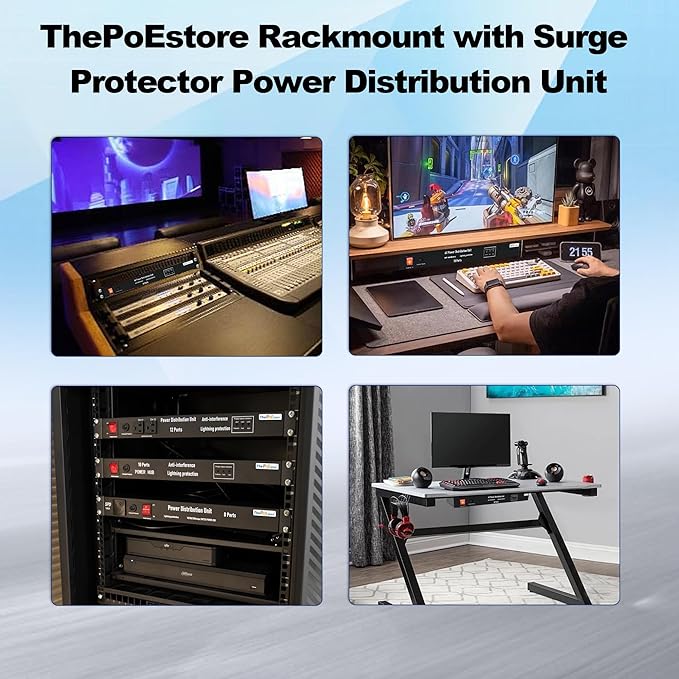 10 NEMA 5-15R Outlet Surge Protector PDU, 120V 15A 3600J 10KA, 1U Rack Mount Power Strip for Network Server Racks, AV Equipment, & More - 14AWG 6ft Cord, ETL Listed