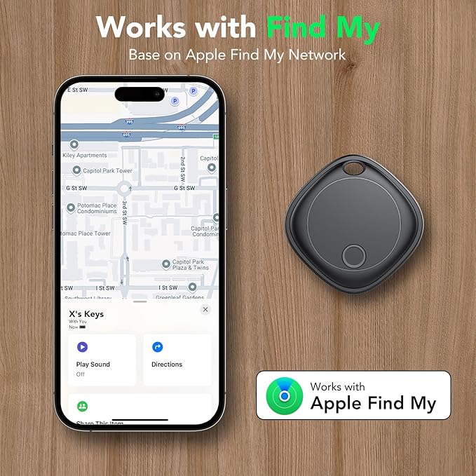 Air Tracker Tags-4 Pack, Bluetooth Tracker Works with Apple Find My APP (iOS Only), Bluetooth Air Tracker Tags Finder and Item Locator for Keys, Bags, Luggage, Pets, Wallet, Replaceable Battery