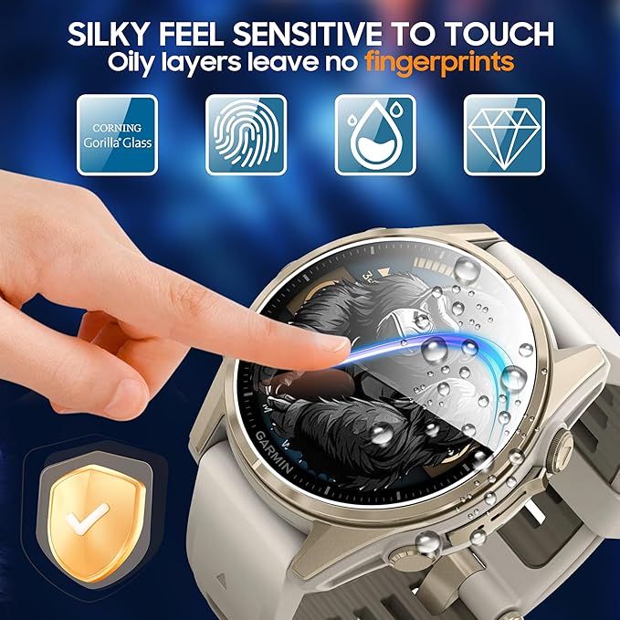 4 Pack Compatible with Garmin Fenix 8 43mm Screen Protector Tempered Glass,for Garmin Fenix 8 43mm Screen Protector Precise Fit,9H Hardness Scratch Resistance