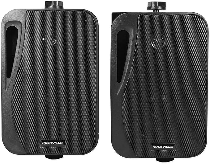Rockville Pair HP4S BK 4" 360W Outdoor/Indoor Speakers, Swivel Wall Mount, IPX44 Weather Resistant, High-Fidelity Sound, for Home Theater and Patio Use