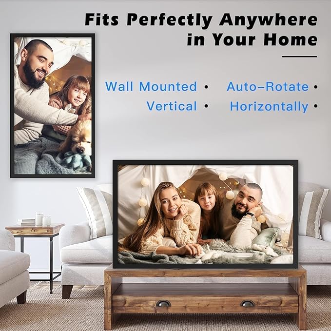Large-WiFi-Photo-Frame 21.5" Digital Picture Frame - 32GB, 1920x1080 IPS FHD 1080P, Auto Rotate, Share Photo Video via App Email, Free Cloud Storage, Wall Mounted, Gift for Grandparents Father Mother