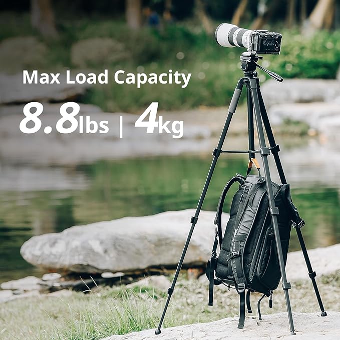 SmallRig CT-07 Aluminum Camera Tripod Stand, 63.4" Travel Tripod for iPhone and Cameras, Phone Tripods with Quick-Switch Vertical/Horizontal Mount, Adjustable Angles & Max. 4kg Load