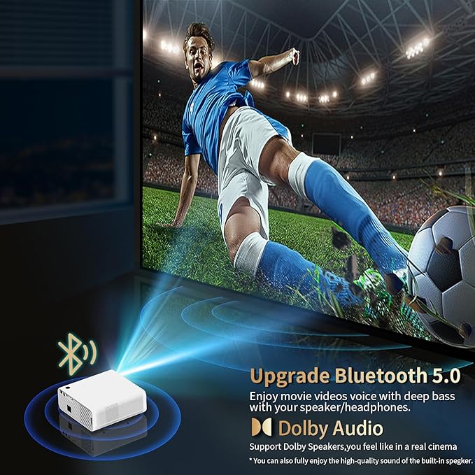 2000 Ansi Smart Outdoor Projector 4K with WIFI and Bluetooth,Auto Focus,ARC,DoIby Audio,PPT,Outdoor Movie Home Projector 4k HDR10+30W Speaker,500''Display,Compatible w/ TV Stick,iOS,Android,PC