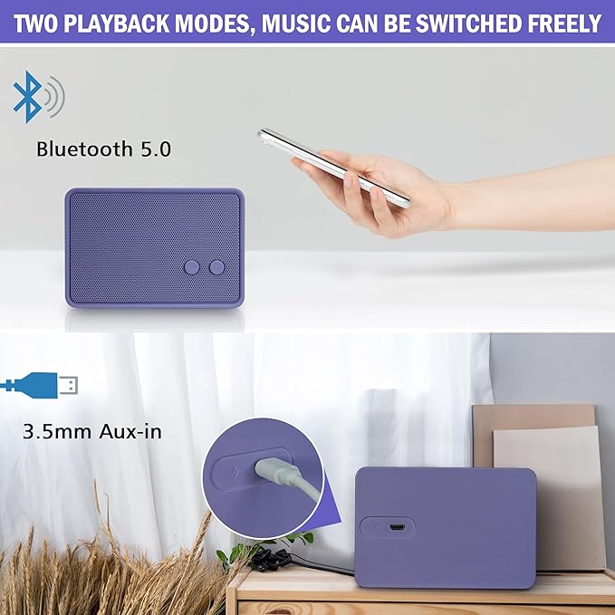 K-Cube-PP Bluetooth Speaker, 5W HD Sound, Bluetooth V5.0, 12H Playtime, Purple