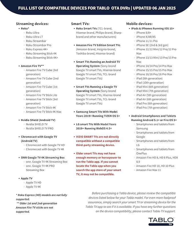 4th Gen 4-Tuner Over-The-Air (OTA) DVR & 35-Mile Indoor TV Antenna - Watch, Pause & Record Live TV, News & Movies Throughout Your Home Over Wi-Fi - 50+ Hrs Recording - No Subscriptions