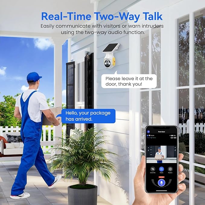 4G LTE Cellular Security Camera, SIM Card Included, No WiFi Needed, AI Motion Detection, Pan Tilt, 2-Way Talk, Night Vision, Works with Verizon/AT&T/T-Mobile