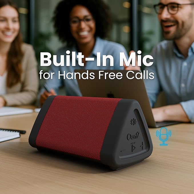 Oontz Upgraded Angle 3 Portable Bluetooth Speaker 5.0-10W Sound, 14-Hr Battery, 100ft Wireless Range, IPX5 Water-Resistant, Budget-Friendly Small Speaker for Travel, Party, Outdoor or Home (Red)