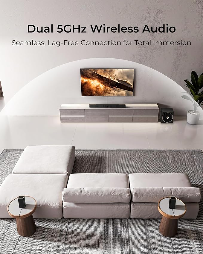 ULTIMEA 5.1.4ch Sound Bar with Dolby Atmos, Wireless Surround Sound System for TV with 2 Surround Speakers, Sound Bar for Smart TV with 8" Subwoofer for Home Theater, BT 5.4, HDMI eARC, Skywave X50