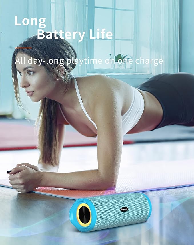 HEYSONG Portable Bluetooth Speaker, Waterproof Wireless Shower Speakers with Good Bass, IPX7 Floating, 5000mAh, TF Card, Loud Sound for Beach, Pool, Kayak Accessories, Gifts for Women, Girl-Sky Blue