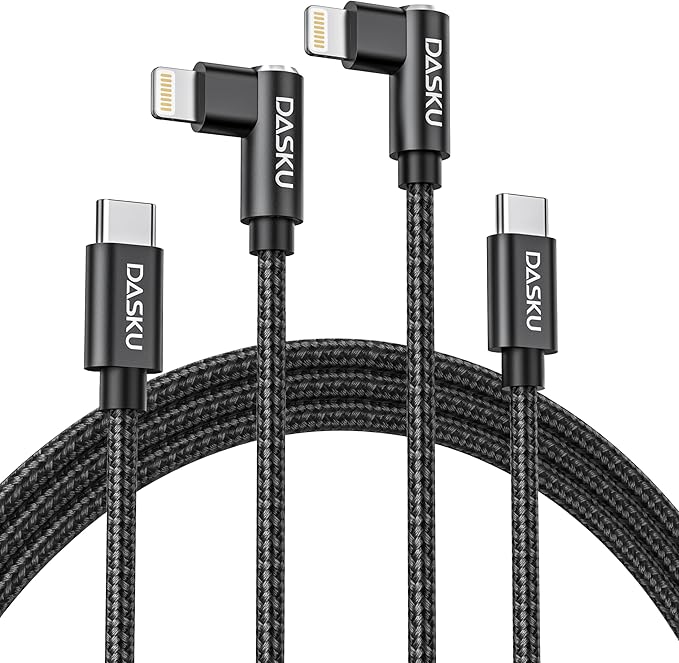 USB C to Lightning Cable for iPhone 2Pack 6FT Right Angle 90 Degree Charging Cable Long Nylon Braided USB C iPhone Charger Compatible with iPhone 14/13/Pro/ 12/Max/11/XS/XR/8/Plus
