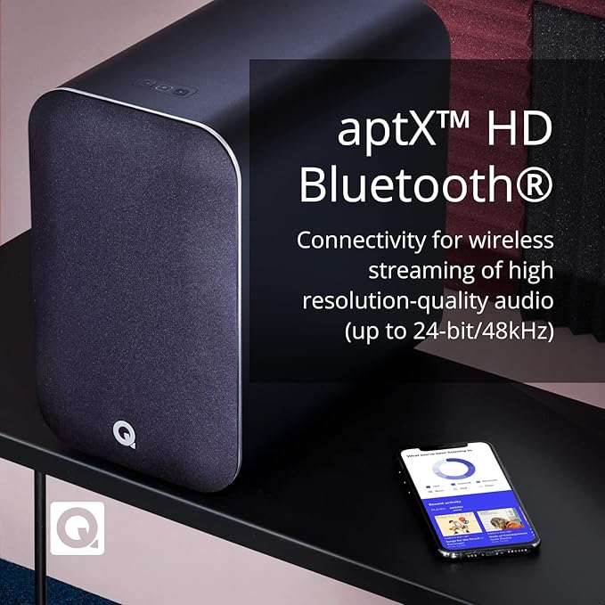 Q Acoustics M20 Bluetooth Speakers HD Wireless Speakers Music System White - Tweeter 0.9", Mid Bass/Driver 4.9", Freq. Response 55Hz–22kHz, Crossover Freq. 2.4kHz - Powered