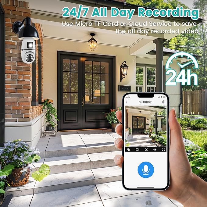 Security Cameras for Home Security, 2K Dual Lens Wireless Indoor/Outdoor Cameras, Motion Detection and Alarm, Two-Way Talk, Night Vision, All-Round Monitoring.