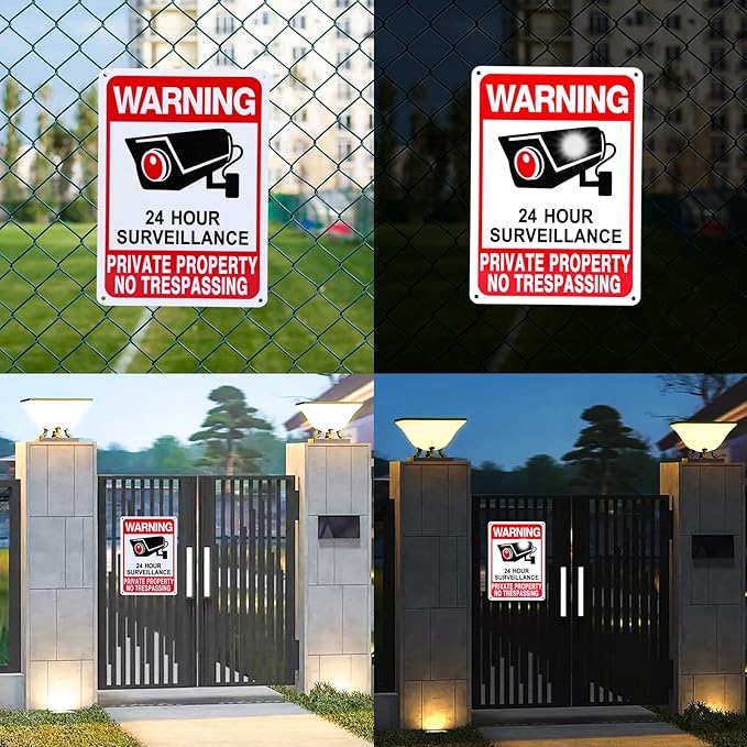 2-Pack No Trespassing Signs Private Property, Video Surveillance Signs Outdoor – 2025 Version, 10 x 7 in UV Printed Fade-Resistant Rust-Free Aluminum – Ideal for Home, Business, Driveway, CCTV