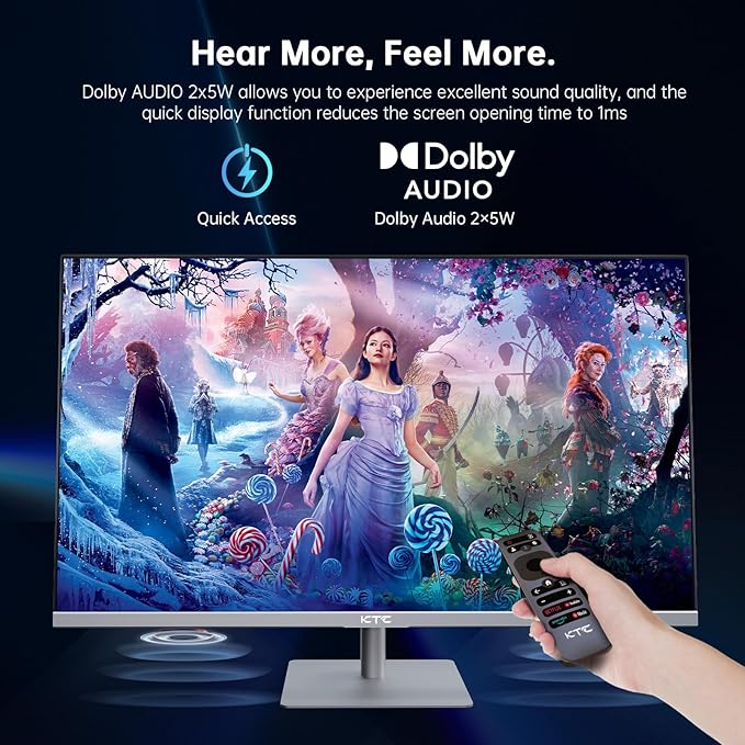 KTC 32 Inch 4K Smart Monitor, Google System UHD (3840x 2160) Smart Monitor with Speakers, Netflix Licensed, Type-C 65W PD, WirelessDisplay, HDR, Bluetooth, Hey Google Voice Remot, VESA Support, A32Q8