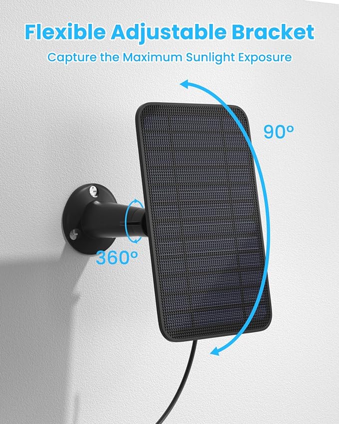 5W Solar Panel Charger Compatible with Blink Outdoor/Outdoor(3rd Gen)/XT XT2 Camera, Solar Panel for Blink Camera, 13.1ft Charging Cable & Rubber Plug, IP65 Weatherproof with Secure Wall Mount, 1 Pack