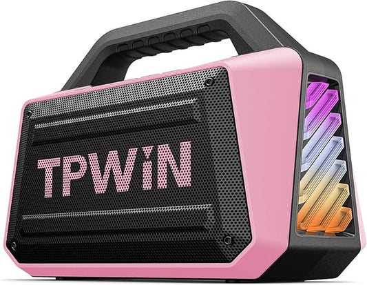 Wireless Bluetooth Speakers - Portable Speaker 80W Peak, 20H Playtime, Light Shows, Loud Speaker with Strong Bass, BT 5.3, TWS, IPX6 Waterproof for Home Travel Outdoor Beach Camping - Pink
