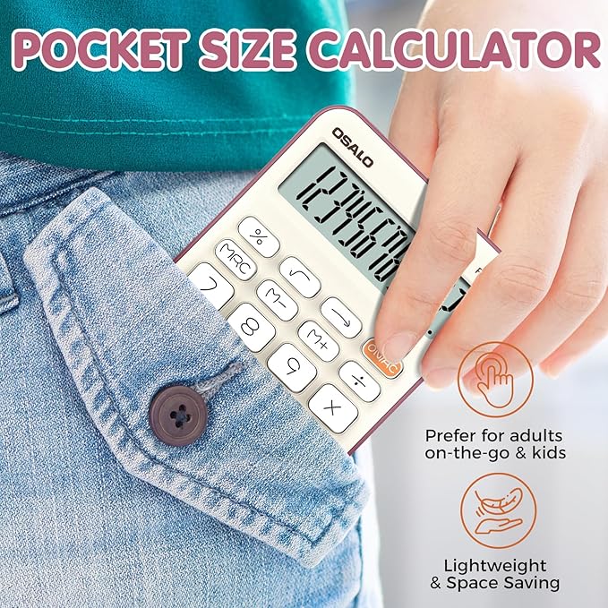 Pendancy Small Desk Calculator Cute, 12 Digit LCD Display, Basic Function, Auto-Sleep, 4.7"x2.9" Pocket-Sized Design Handheld Calculators Desktop, for Office, School, Business & Travel(OS-P1 Purple)