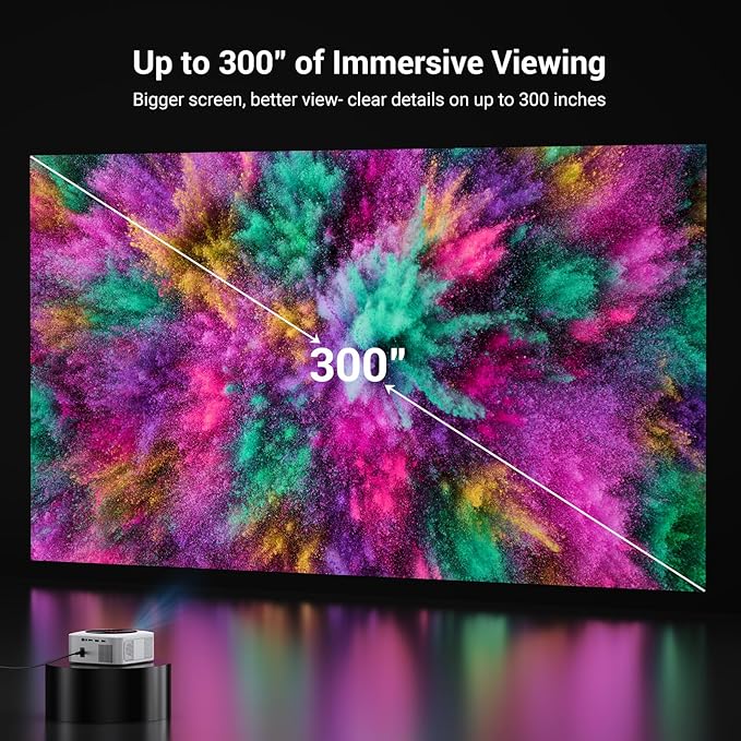 1500 ANSI Official Licensed Netflix Outdoor Projector 4K Full HD, Smart Projector with Wifi and Bluetooth, Auto Focus, Dolby Sound, Built-in Apps, HAPPRUN Indoor Home Theater for Phone/PC/PS5